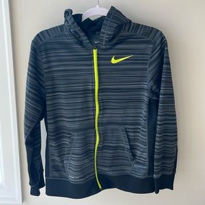 Nike boys hooded sweatshirt size XL black, gray and neon yellow